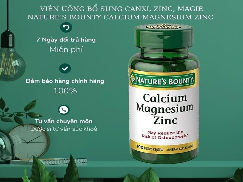Viên uống bổ sung Canxi Magnesium Zinc With Vitamin D3 bổ xương khớp Natures Bounty