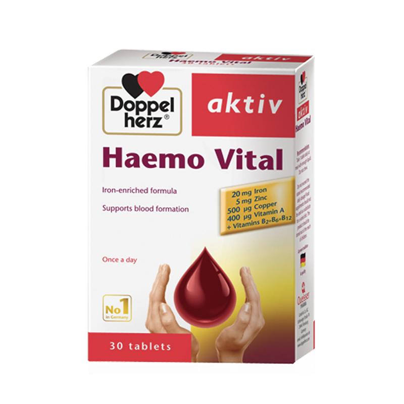 Viên uống bổ sung sắt và vitamin, ngừa thiếu máu DoppelHerz Aktiv Haemo Vital