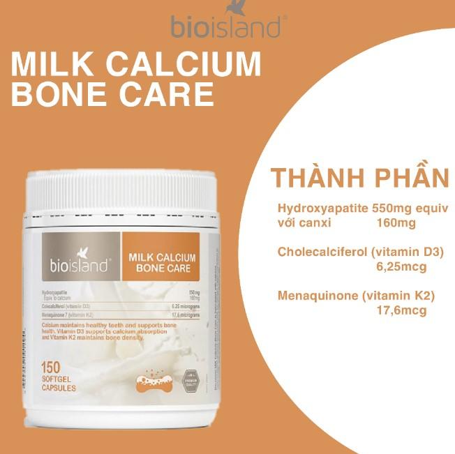 Viên uống canxi hữu cơ Bioisland Milk Calcium Bone Care