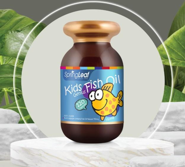 Viên uống dầu cá hỗ trợ sáng mắt và phát triển trí não cho bé SpringLeaf Kids Genius Fish Oil 750mg