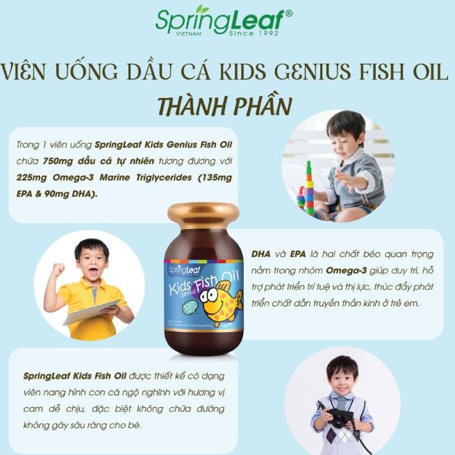 Viên uống dầu cá hỗ trợ sáng mắt và phát triển trí não cho bé SpringLeaf Kids Genius Fish Oil 750mg