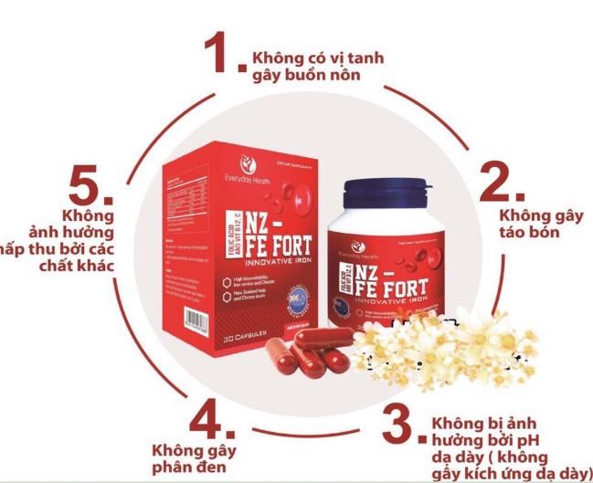 Viên uống Everyday Health NZ - Fe Fort bổ sung sắt hữu cơ nano sắt hỗ trợ điều trị bệnh thiếu máu