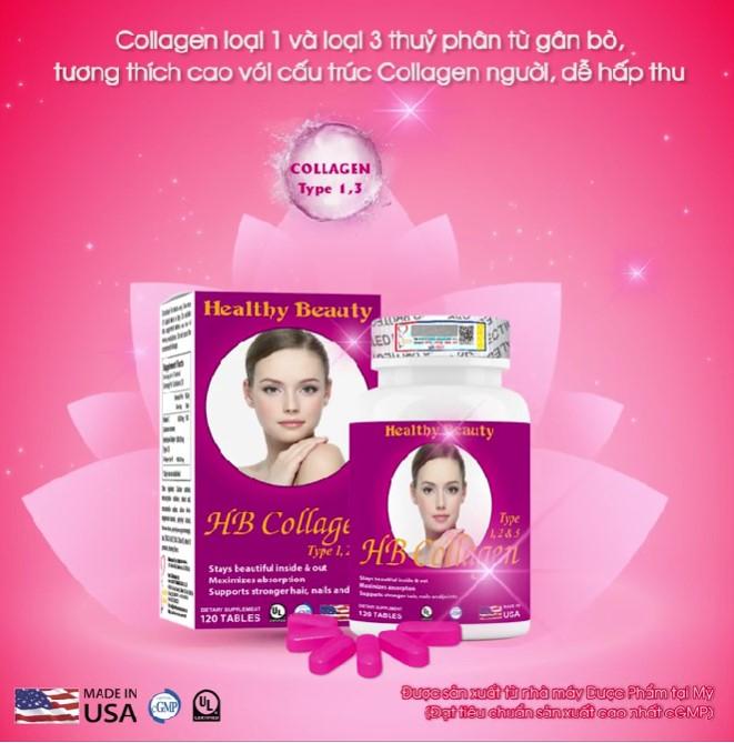 Viên uống HB Collagen Type 1,2&3 Healthy Beauty