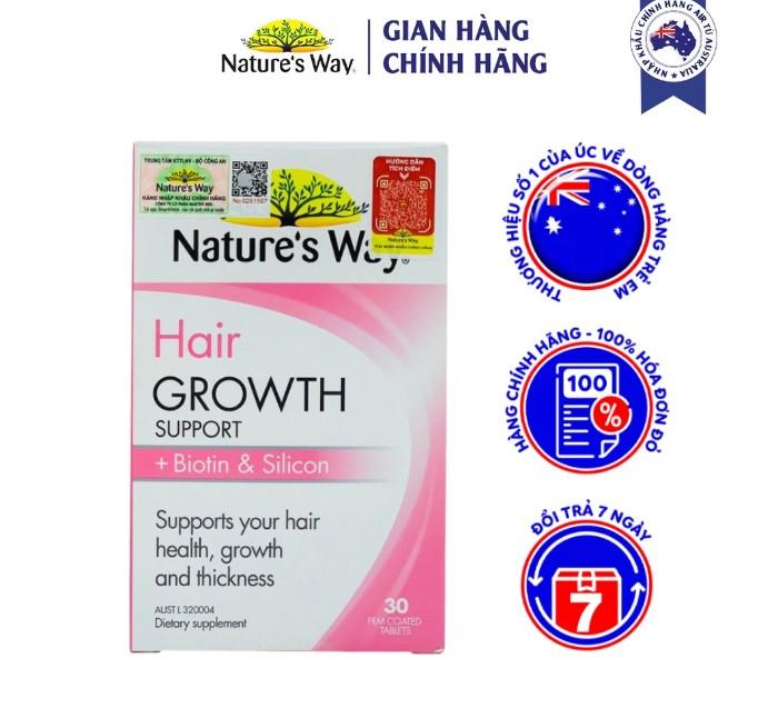 Viên uống hỗ trợ mọc tóc Nature's Way Hair Growth Support + Biotin & Silicon