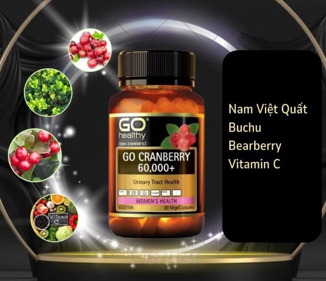 Viên uống hỗ trợ viêm đường tiết niệu Go Healthy Cranberry 60000+