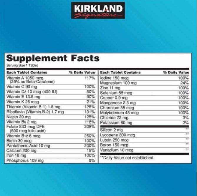 Viên uống Kirkland Signature Daily Multi Vitamins