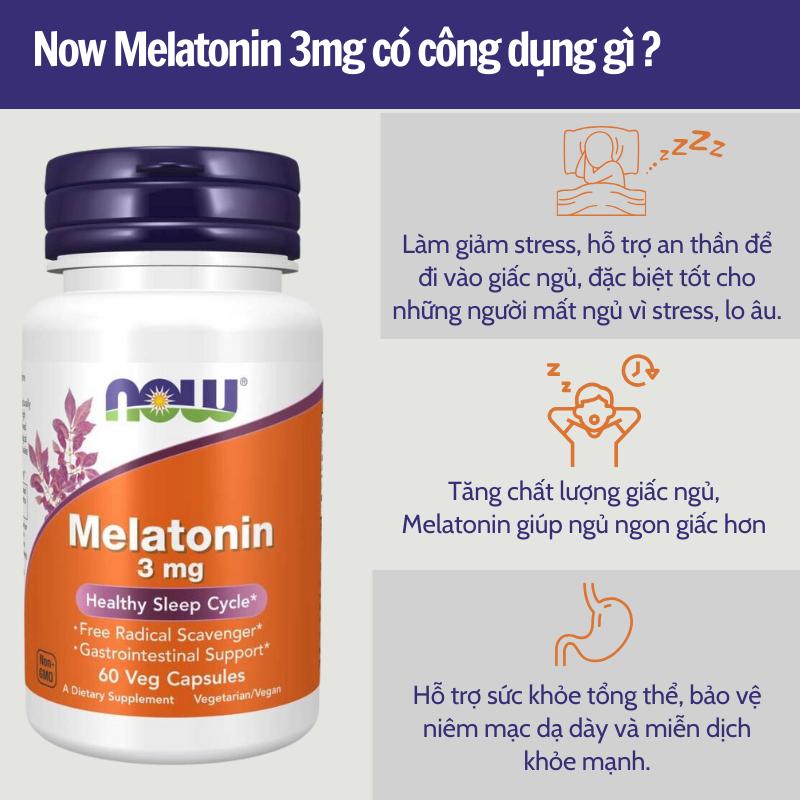 Viên uống Melatonin 3mg Now của Mỹ