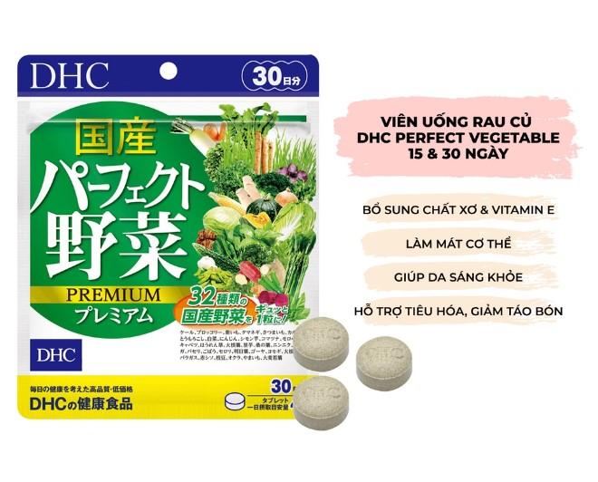 Viên uống rau củ DHC Perfect Vegetable Premium bổ sung chất xơ tiêu hóa tốt