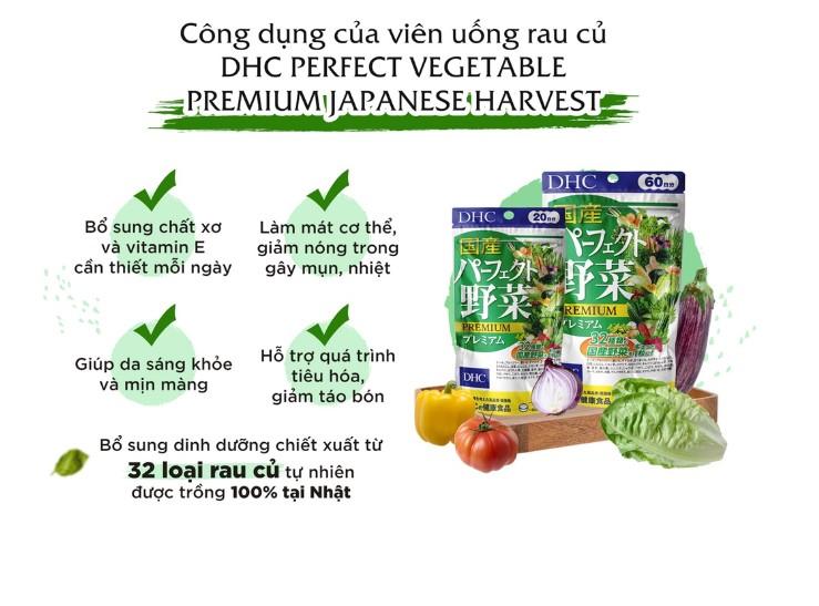 Viên uống rau củ DHC Perfect Vegetable Premium bổ sung chất xơ tiêu hóa tốt
