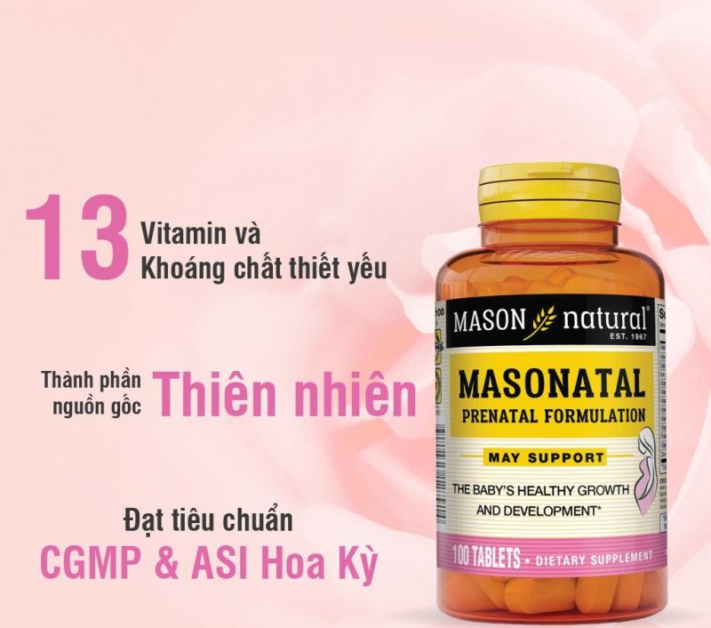 Viên uống vitamin tổng hợp Mason Natural Prenatal Formulation
