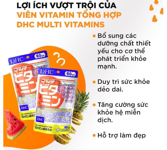 Viên uống Vitamin tổng hợp DHC Nhật Bản bổ sung 12 vitamin thiết yếu tăng cường sức đề kháng dưỡng đẹp da gói 30 viên