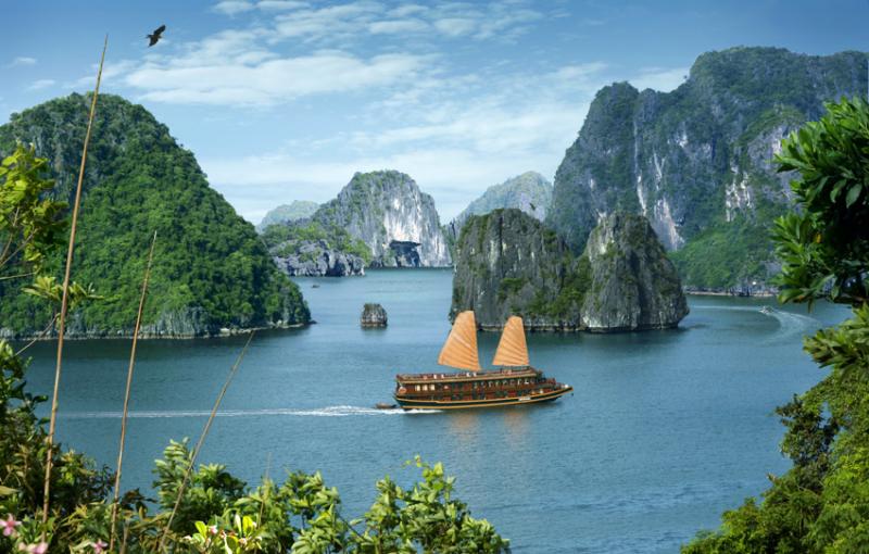 Vịnh Hạ Long thuộc tỉnh Quảng Ninh, bao gồm 1.969 hòn đảo lớn nhỏ