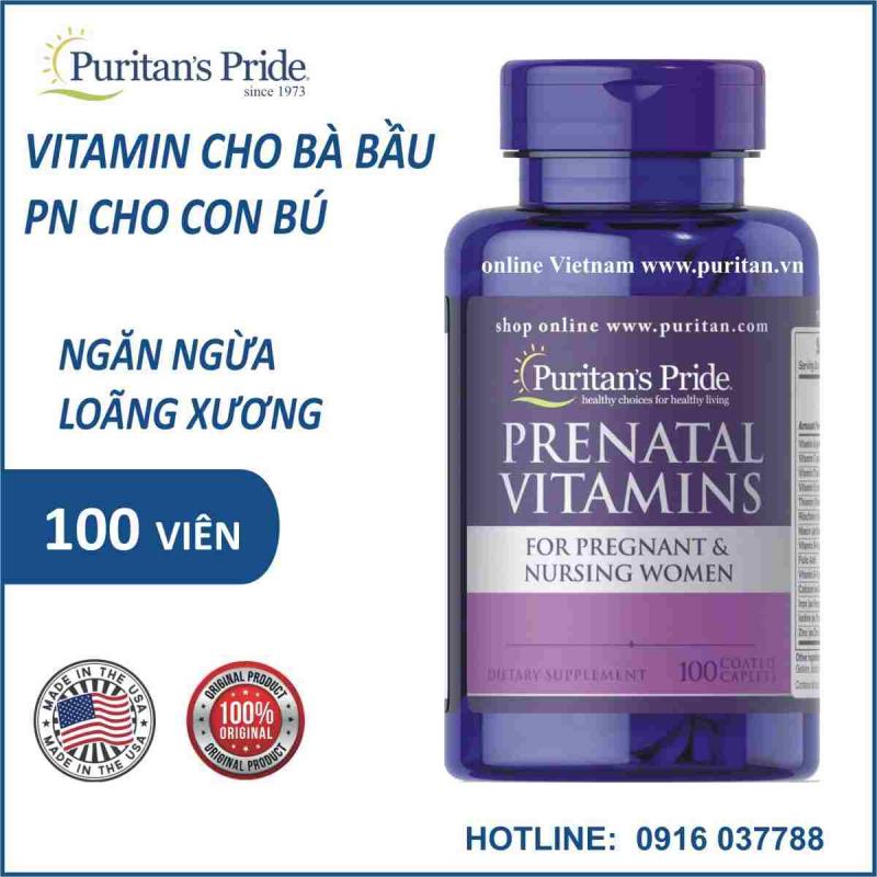 Vitamin khoáng chất tổng hợp cho bà bầu và phụ nữ cho con bú1 viên/ngày Puritan Pride Prenatal Vitamins
