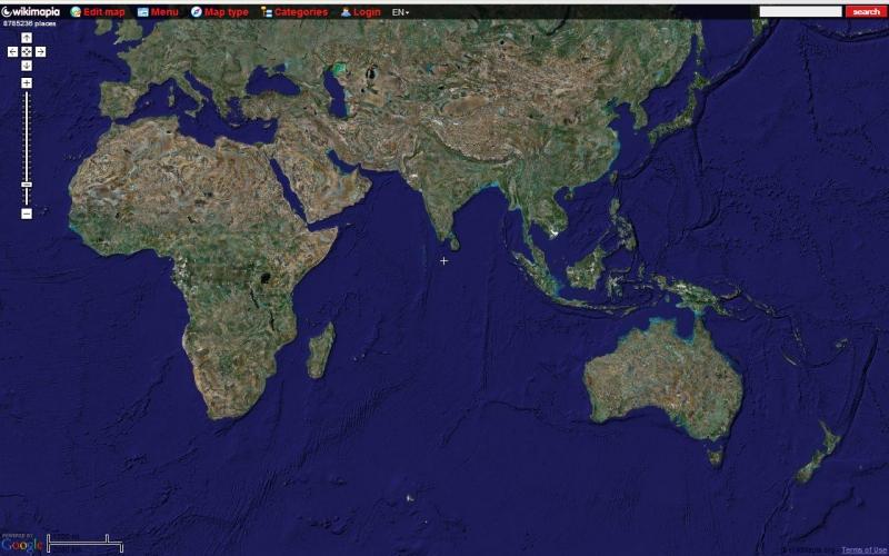 Bản đồ thế giới dưới cái nhìn của Wikimapia.org