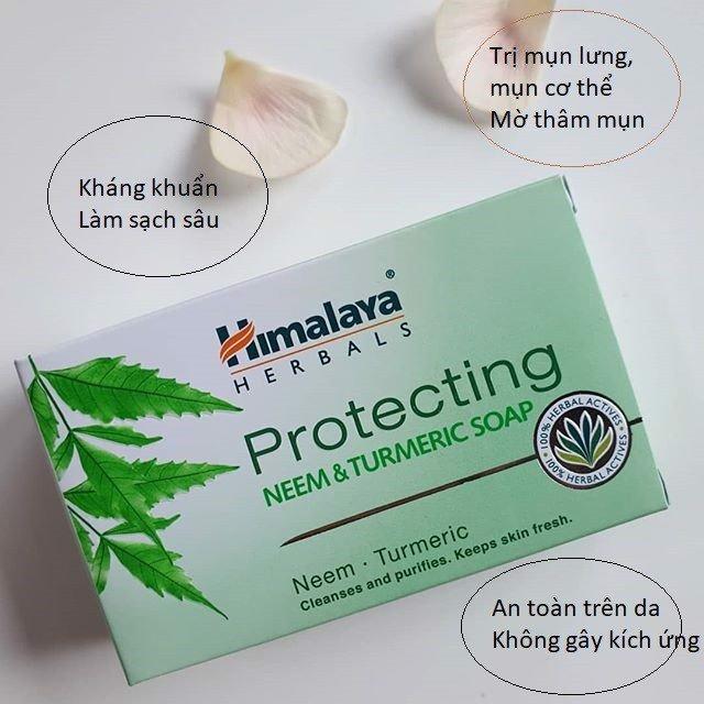 Xà phòng giảm mụn cơ thể từ lá neem Himalaya Neem Turmeric Soap
