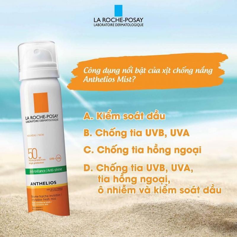 Xịt chống nắng kiềm dầu La RochePosay Anthelios Invisible Fresh Mist SPF 50+ 75ml