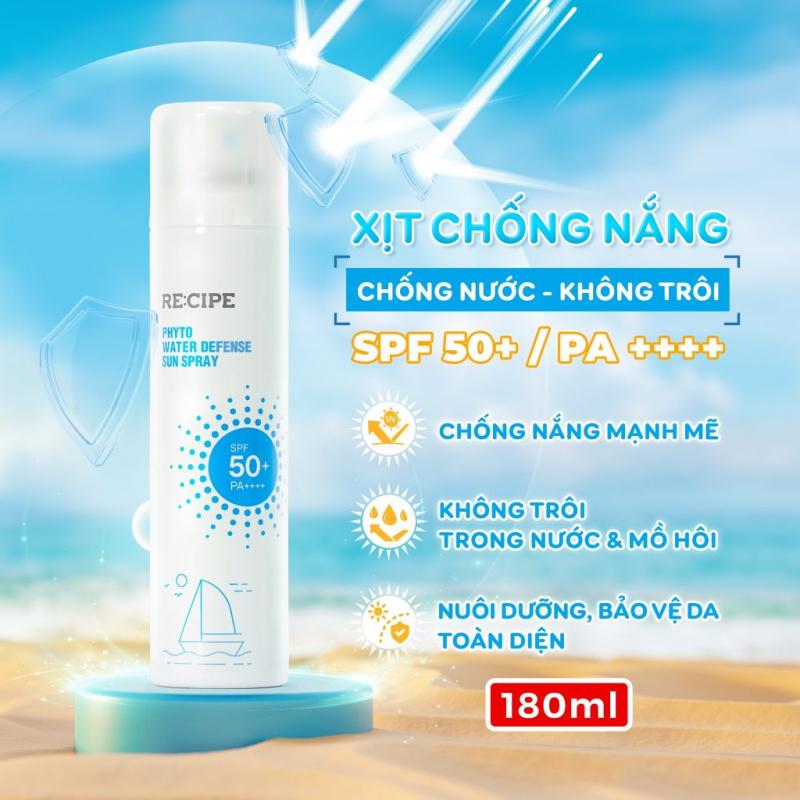 Xịt chống nắng RECIPE SPF50+ PA++++ Recipe Phyto Water Defense Sun Spray