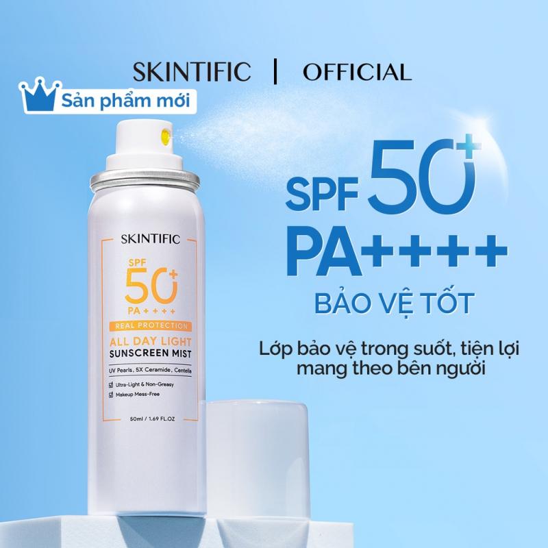 Xịt chống nắng SKINTIFIC SPF50 PA++++
