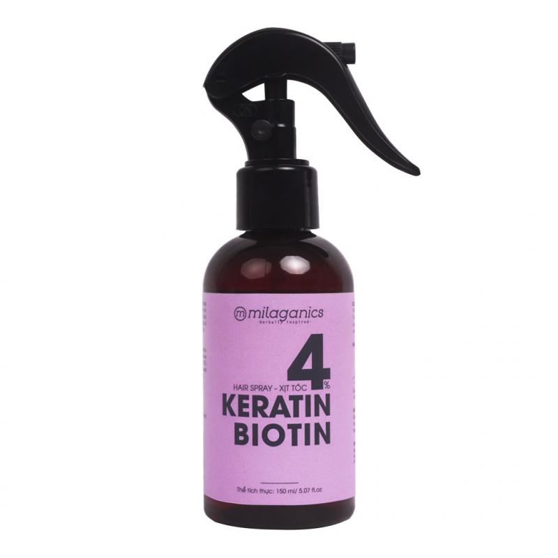 Xịt hỗ trợ mọc tóc Biotin & Keratin phục hồi tóc 4% Milaganics