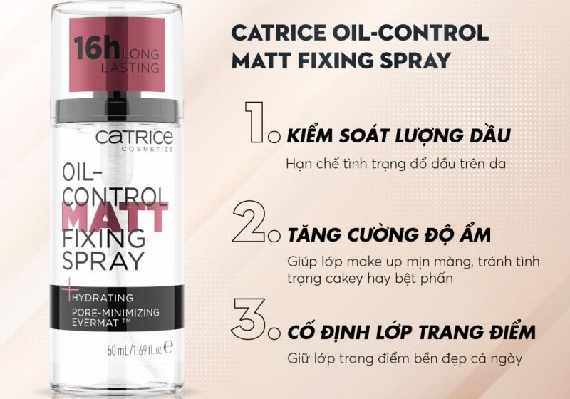 Xịt khóa nền Catrice Oil-Control Matt Fixing Spray